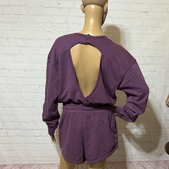 FREE PEOPLE “Best of Romper” women’s Shortsie jumpsuit Long sleeves Purple nwt - Picture 7 of 16